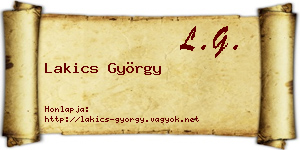 Lakics György névjegykártya